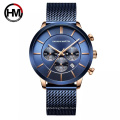 Hannah Martin 120 Men Watches Brand Luxury Stainless Steel Blue Waterproof Quartz Watch Man Business Casual Wristwatches